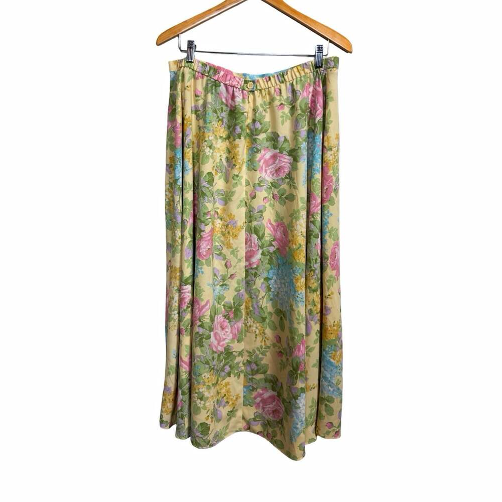 Vintage Koret Women’s Floral A-Line Midi Skirt Multicolor Zip Size 16